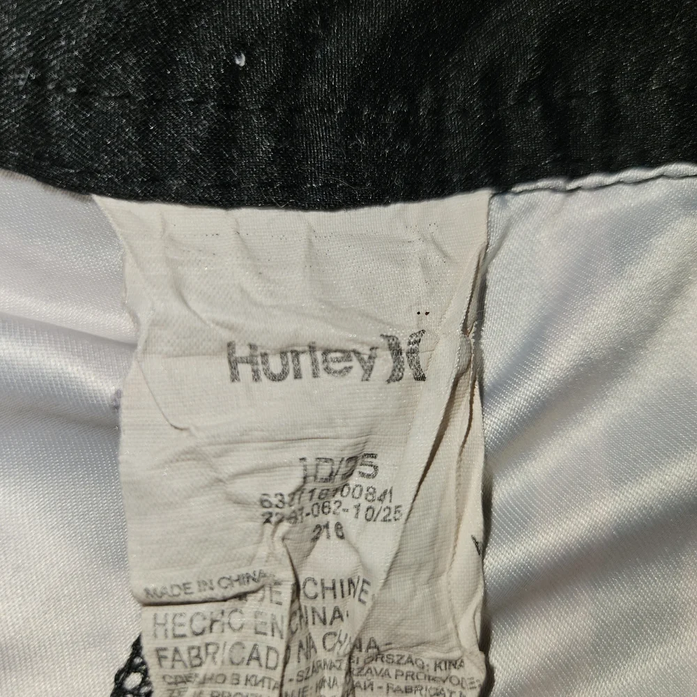 Hurley Kids Black and Neon Striped Swim Trunks Size 10